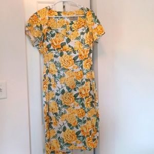 EUC Collectif Retro Yellow Floral Midi Dress